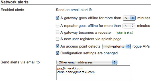 Enable configuration change email alerts